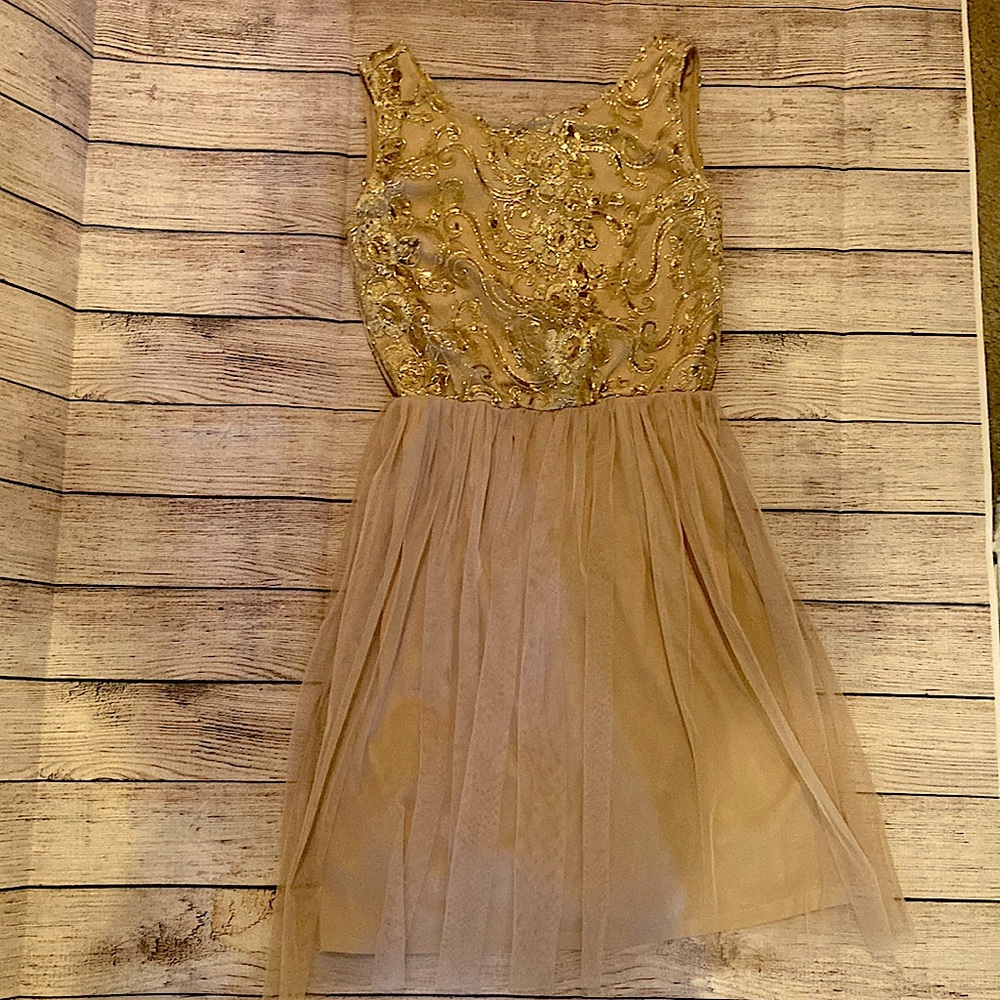 Knee length Gold Dress